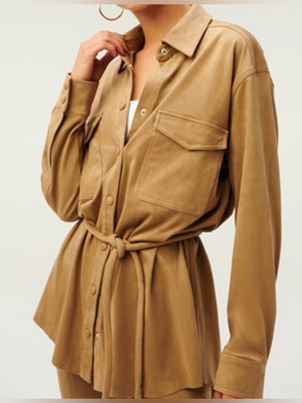 Good American Suede Belted Shirt